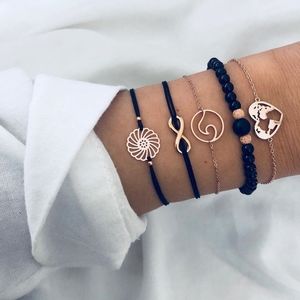 'In Bloom' 5-piece Gold Tone Earthy Bracelet Set
